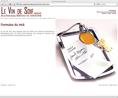 Site Internet le Vin de Soif Restaurant