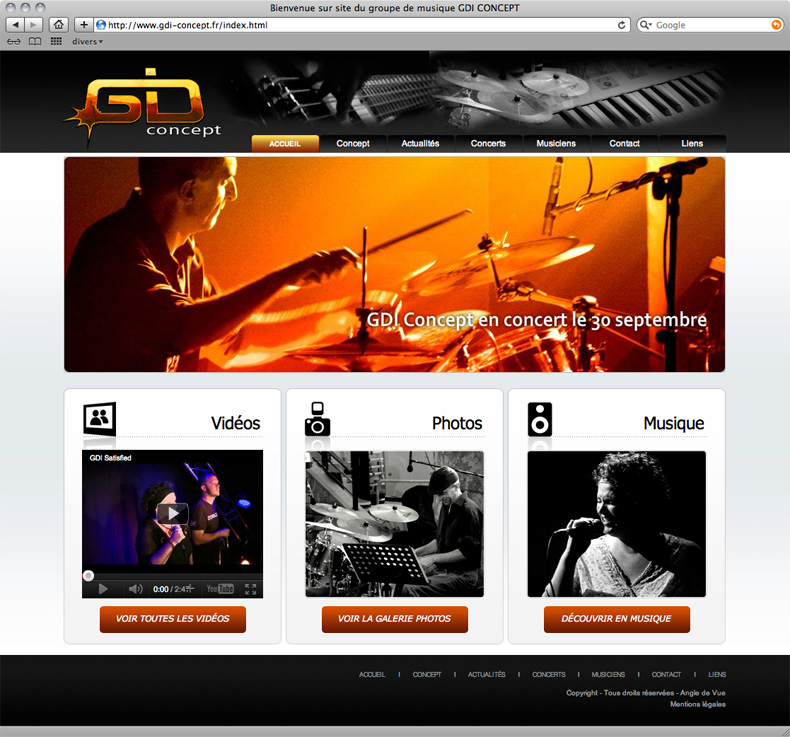 Angle de Vue agence de conception graphique web et print création de site internet groupe de musique
